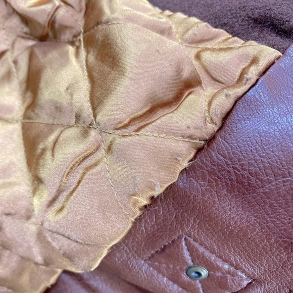 Simons Twik Brown Faux Leather Full Zip Jacket W Faux Fur Trim S - Picture 12 of 15